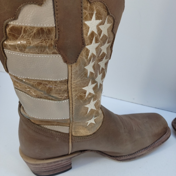 JB Dillon Reserve Patriot Tan Leather Western Boots Size 9 1/2 B - Picture 6 of 11